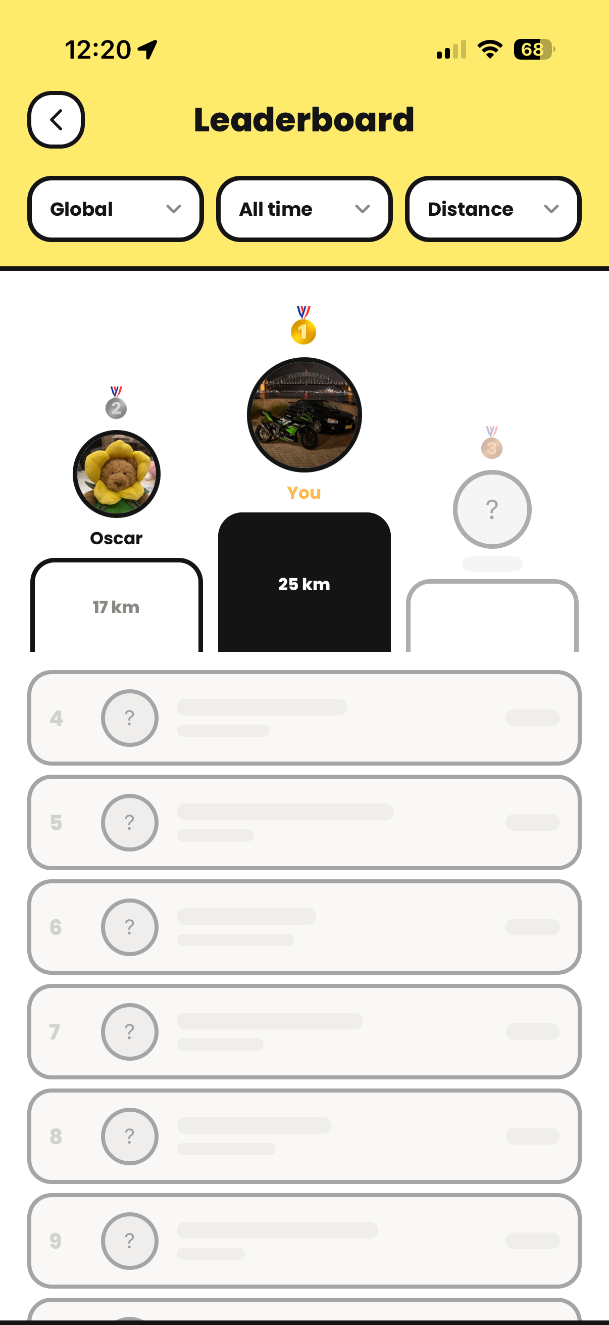 Leaderboard screen
